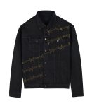 Golden Color Rhinestone black denim jacket
