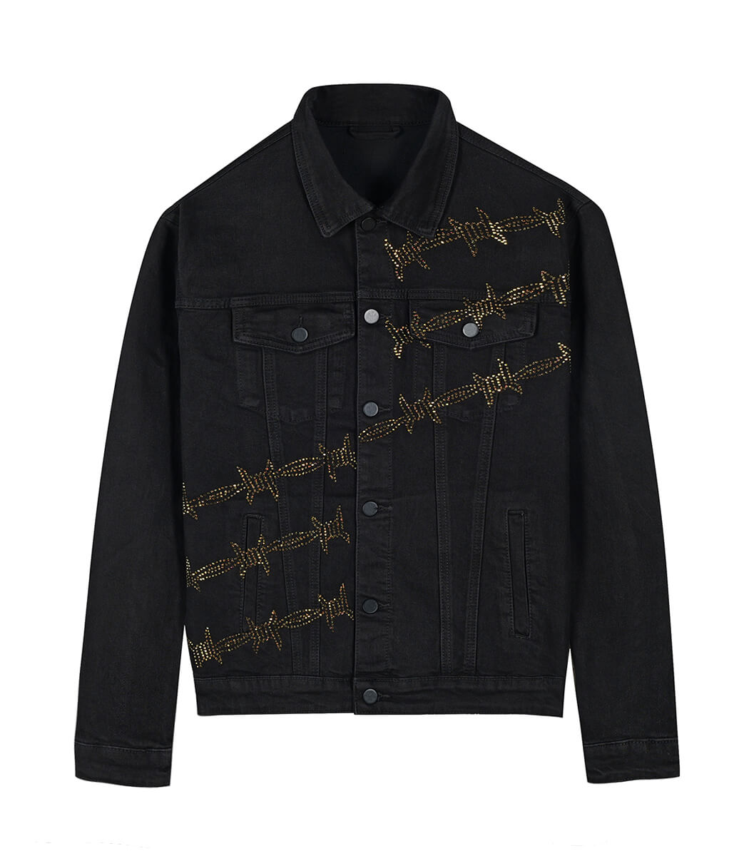 Golden Color Rhinestone black denim jacket Golden Color Rhinestone black denim jacket