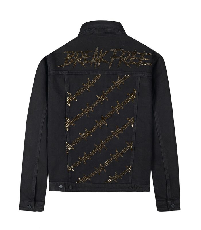 Golden rhinestone denim jacket