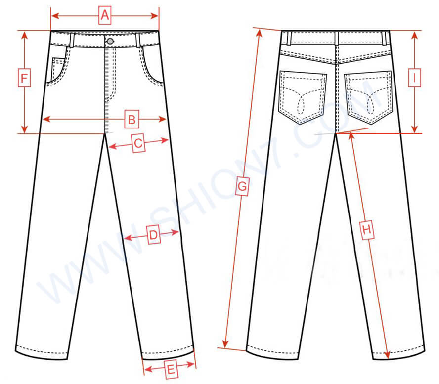 Jeans Pants Measurements