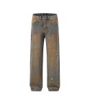 Vintage Blue Dirty Washed Baggy Jeans For Men