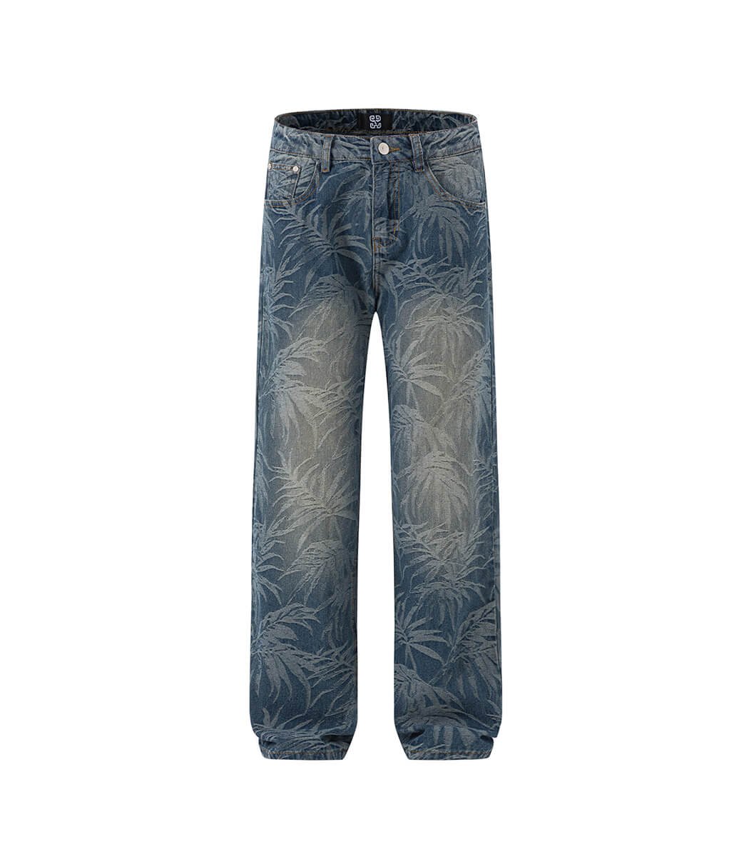 Fashionable-Jacquard-Jeans-For-Men.jpg Fashionable Baggy Fit Jacquard Denim Jeans For Men - Image 1
