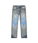 Light Blue Embroidered Jeans For Men
