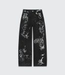 Men's Baggy Style Graffiti Jeans Black
