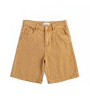 Knee length crafted denim shorts beige