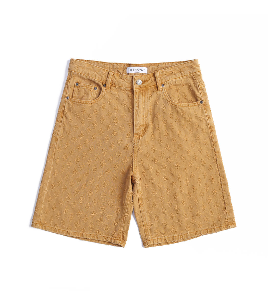 Knee length crafted denim shorts beige Knee length crafted denim shorts beige