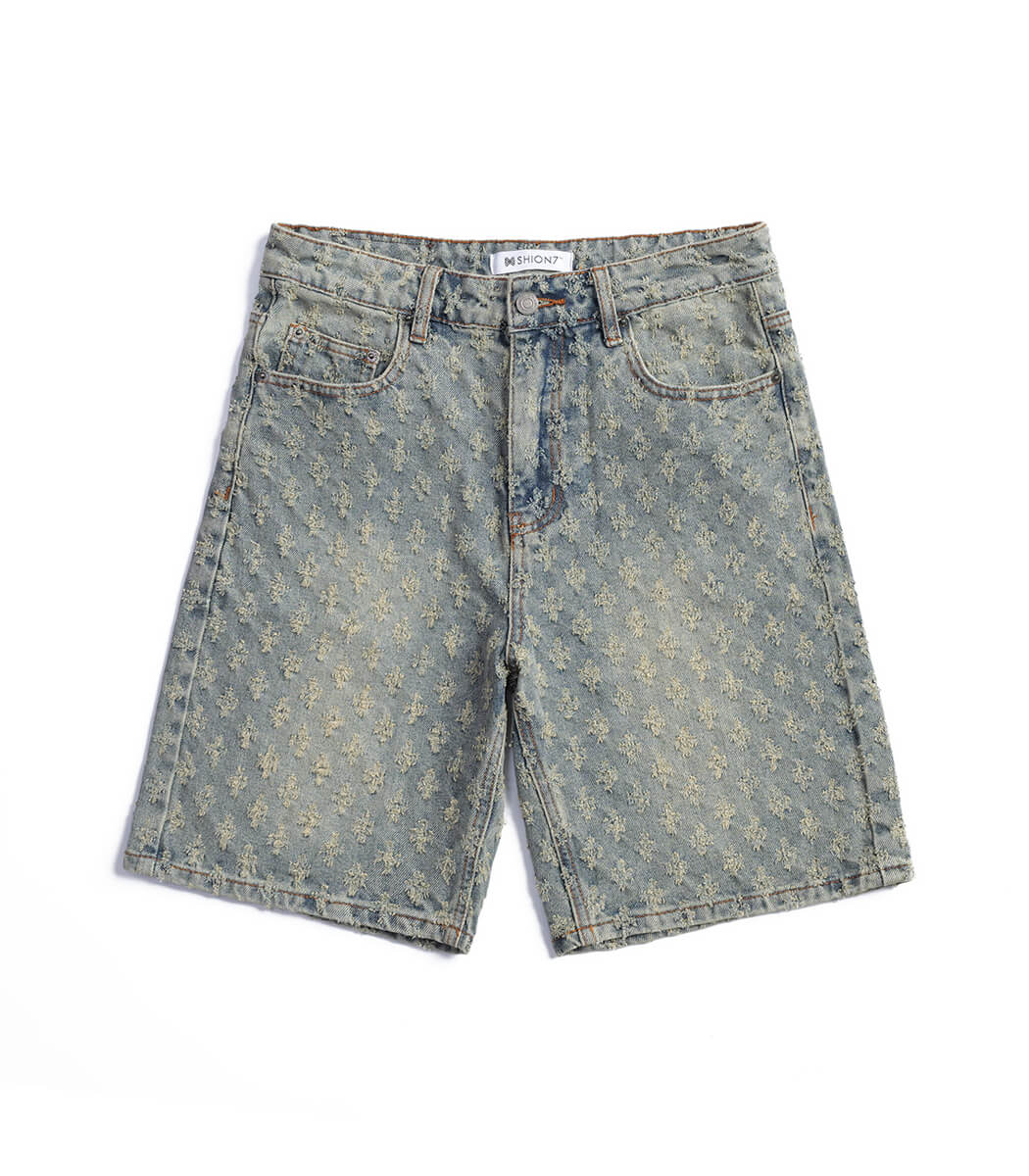 Knee length crafted denim shorts Knee length crafted denim shorts