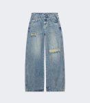 Vintage Blue Ripped Baggy Jeans For Men