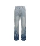 Relaxed Fit Men's Flame Patched Denim Jeans