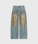 Men's Ripped Dirty Wash Vintage Blue Jeans