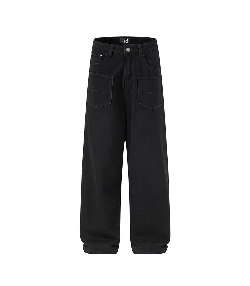 Mens-jeans-wholesale-Design.jpg Men's Fashion Streetwear Black Baggy Jeans - Image 1