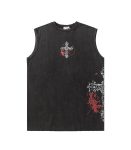 Oversize Vintage Washed Sleeveless Frayed T-shirt