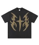 Black Color Patchwork Men's T-shirt