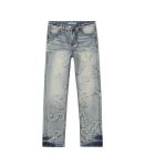 Vintage Blue Patchwork Men's Jeans