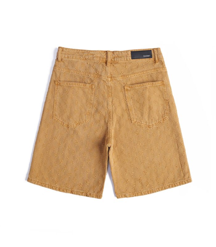 Relaxed Fit Denim Shorts in Beige