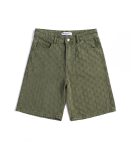Relaxed army green denim shorts