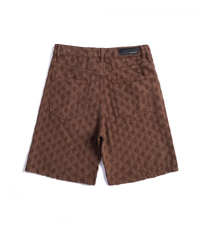 Relaxed fit brown denim shorts