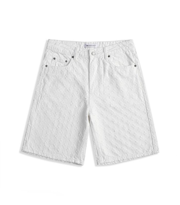 Relaxed white denim shorts for men