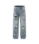 Light Wash Graffiti Baggy Jeans For Men