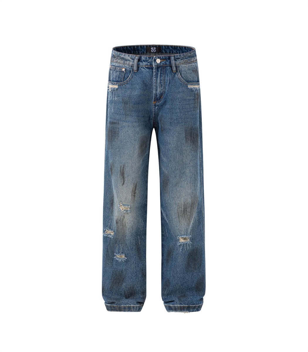 indigo-denim-jeans-for-men.jpg Fashionable Baggy Fit Indigo Blue Jeans for Men - Image 1