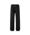Men's Simple Design Baggy Fit Black Denim Pants