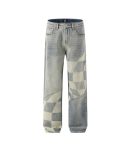 Loose Fit Sand Washed Denim Trousers For Men