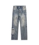 vintage blue relaxed fit cargo jeans