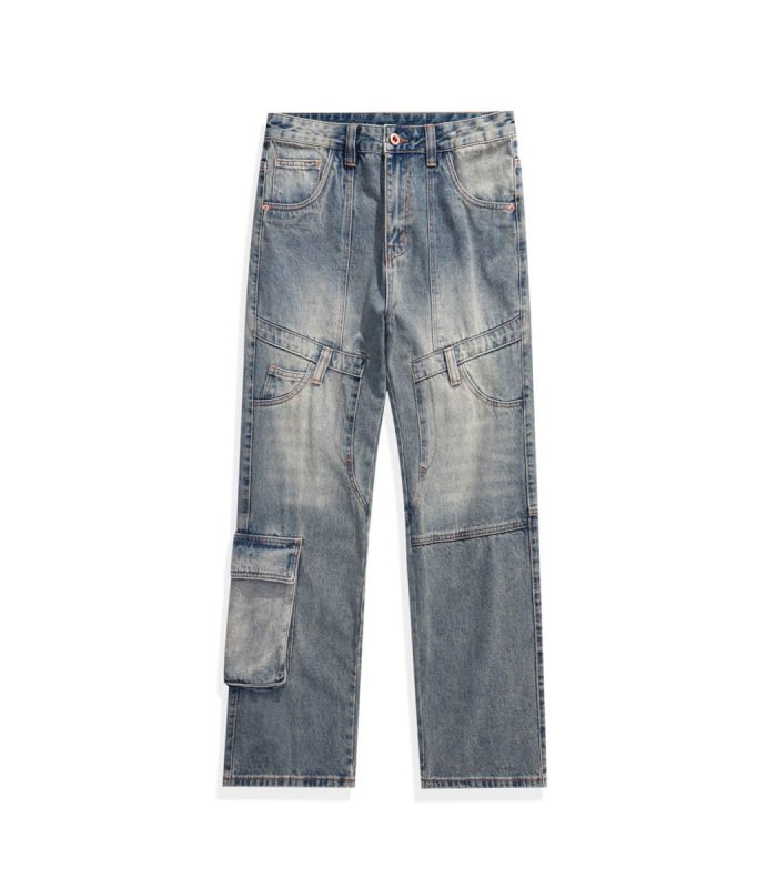 vintage blue relaxed fit cargo jeans
