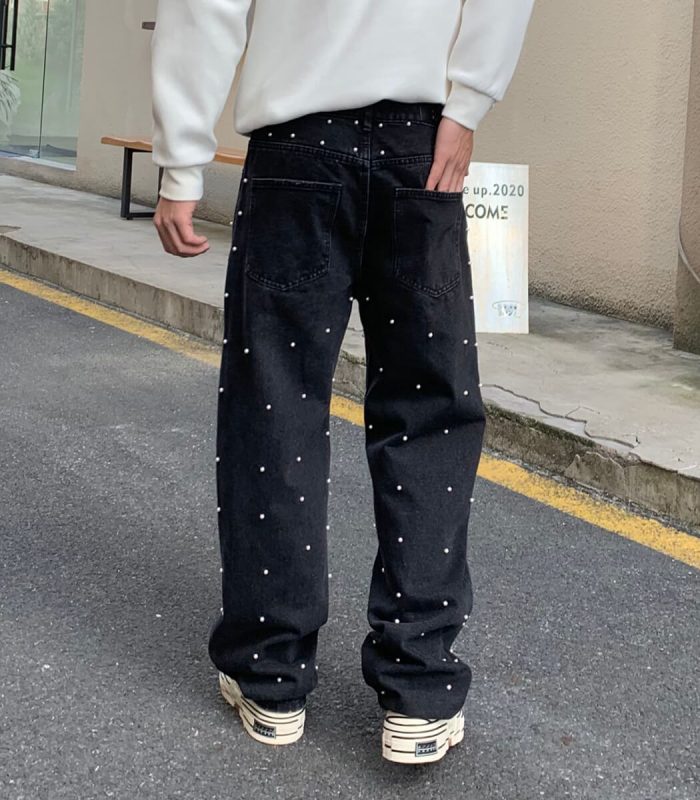 Black denim pants for men