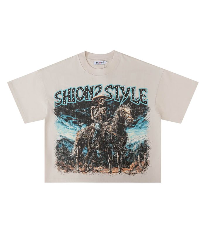 Oversize printed t-shirts with rhinestone embellishment