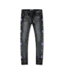 Patchwork and studded rhinestone Crafted jeans