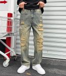 Ripped vintage blue denim pants