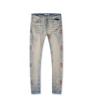 Vintage blue denim jeans with craftments