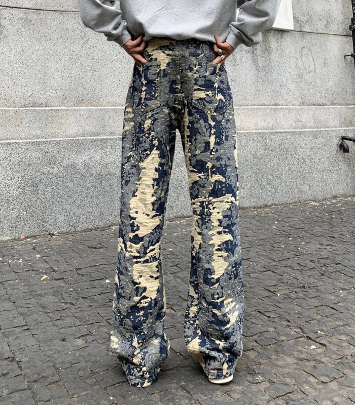 none stretch jacquard denim pants