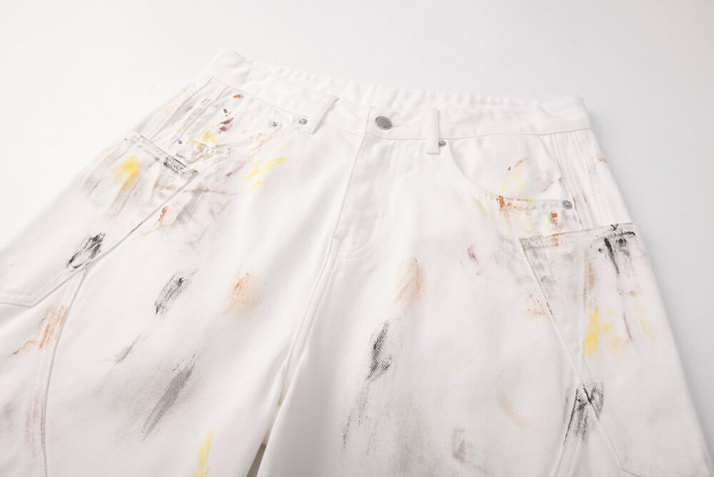 Graffiti-Inspired Hand-Painted White Denim Shorts