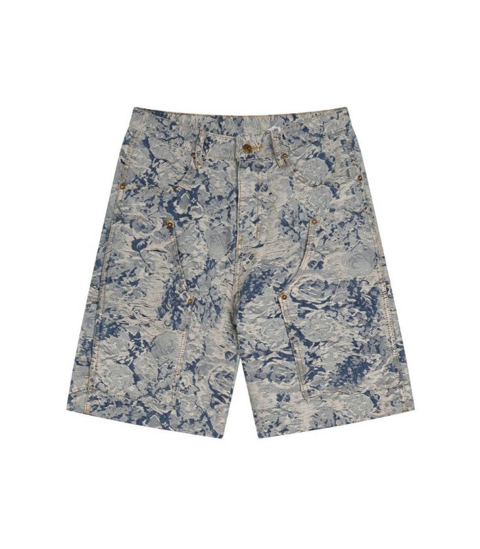 Indigo blue denim shorts for men