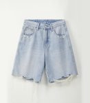 Raw hem denim short for men