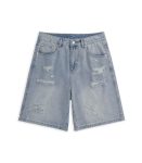 Ripped baggy denim shorts