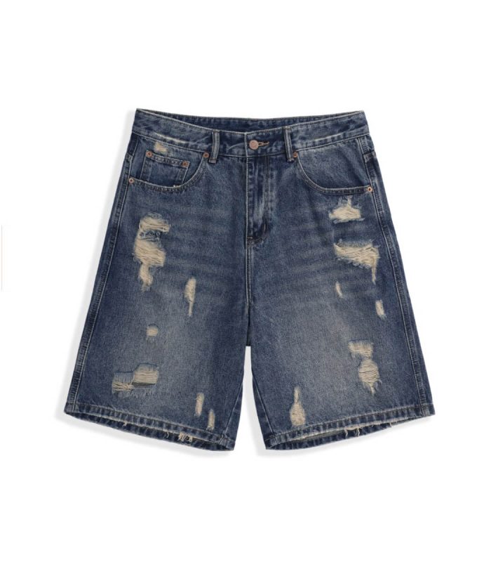 Ripped jean shorts
