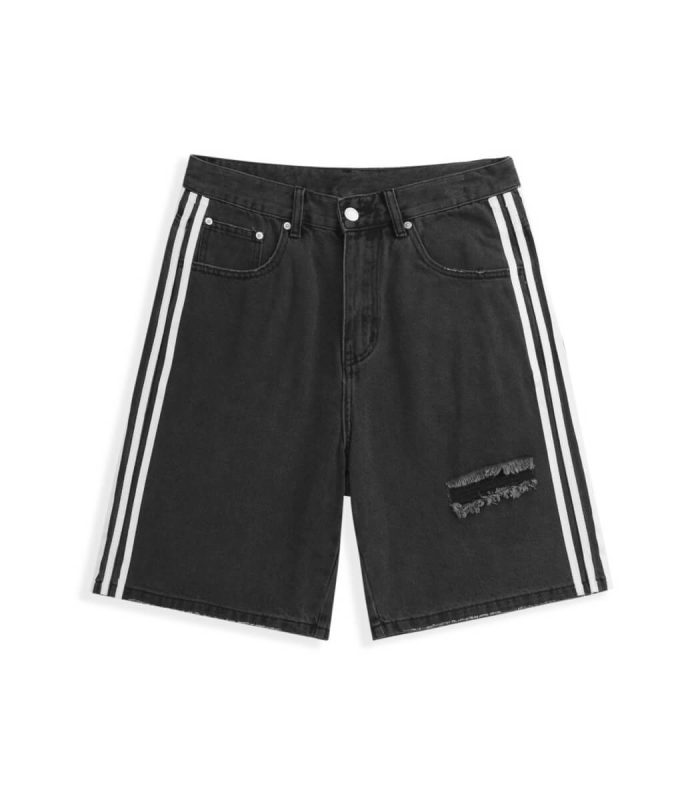 Side Stripes denim shorts