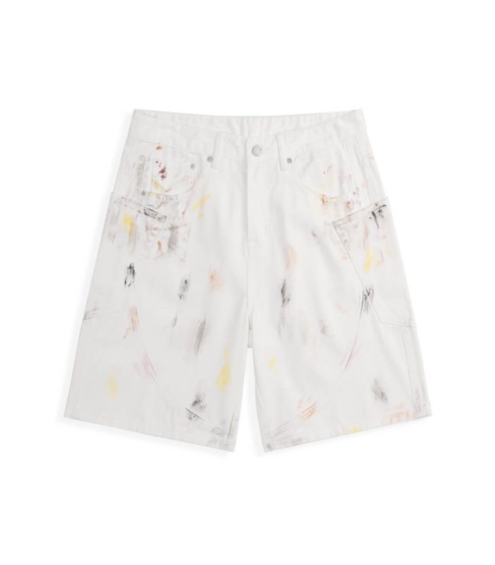 White graffiti short pants