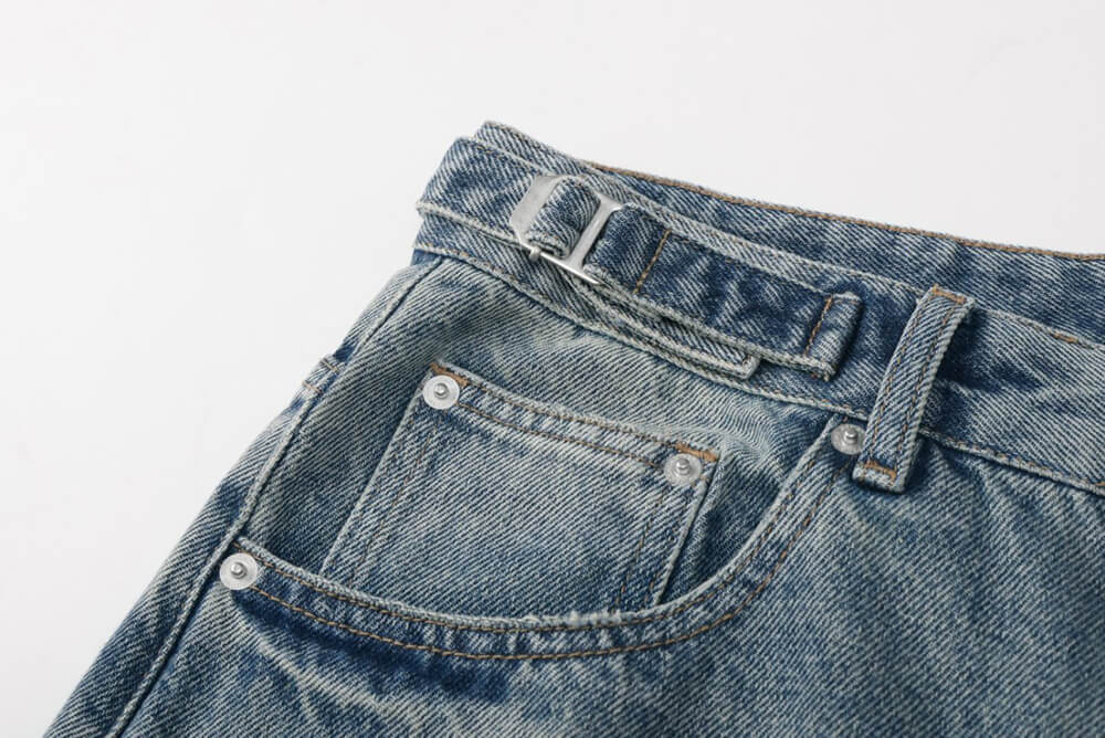 adjustable strap denim shorts