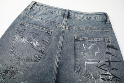 Blue denim short pants for men