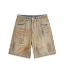 dirty wash denim shorts