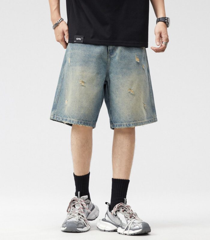 knee length vintage blue jean shorts
