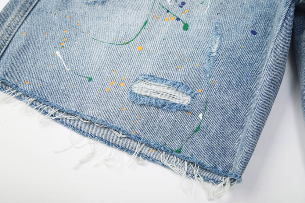 light blue ripped hole jean shorts