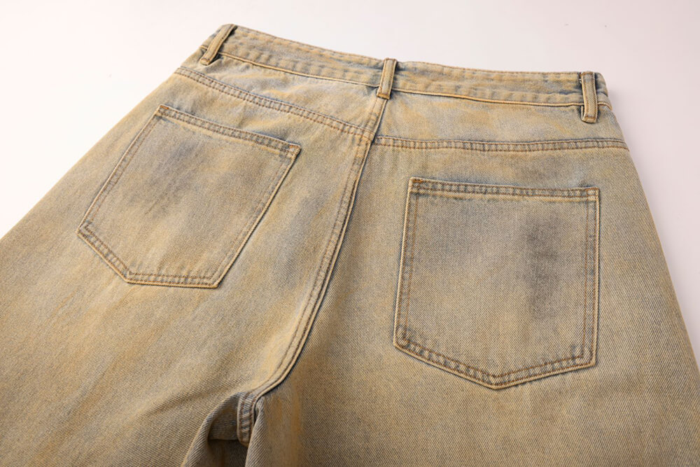 retro dirty washed denim shorts