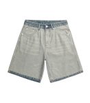 vintage blue denim shorts with inside out design
