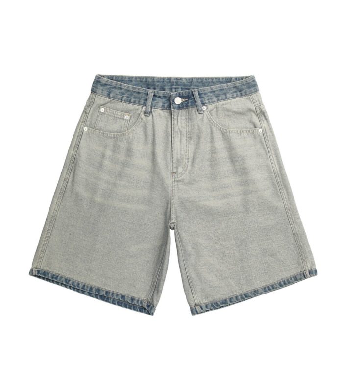 vintage blue denim shorts with inside out design