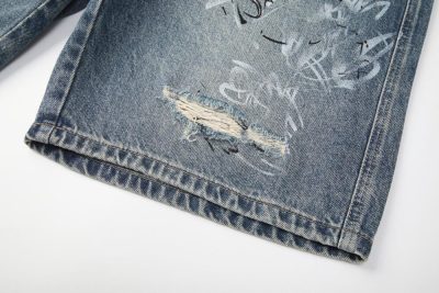 Vintage blue ripped jean short pants